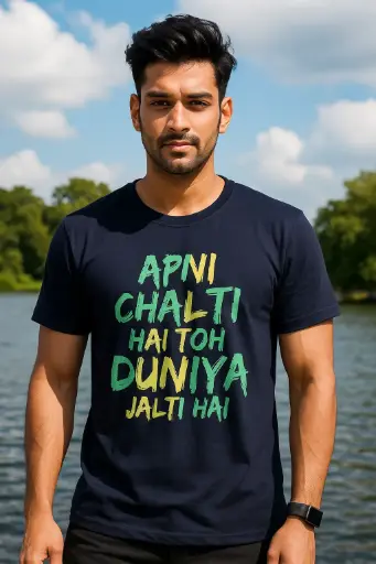 Regular Round Neck Blue T-Shirt